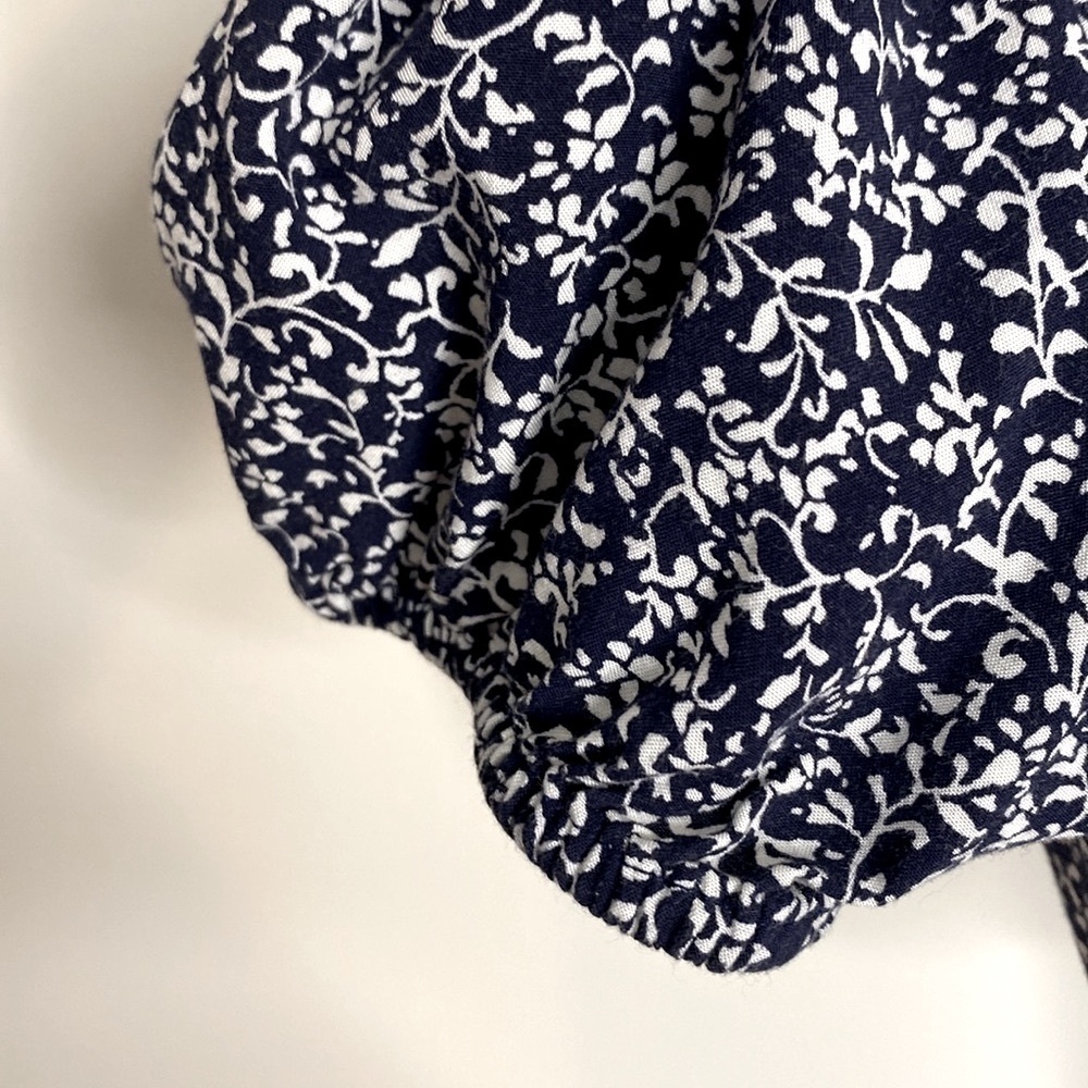 Old Navy navy and White smocked long sleeve A-Line Dress - Picture 6 of 11